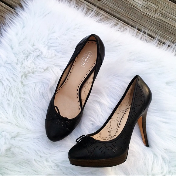 Coach Shoes - ✨COACH • Black Bethanie Perforated Heels Sz 10